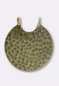 30mm Antiqued Brass Plated Hammered Stamping Pendant x1
