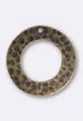 27mm Antiqued Brass Plated Hammered Ring Stamping x1