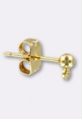 13x5mm Gold Plated Earposts Ball & Post Earrings With Rings For Hanging Components x2