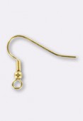 18mm Gold Plated Ear Wires Ball & Coil Earrings x2