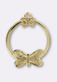 20x16mm Gold Plated Hoop Earrings W / Butterfly x 2