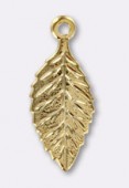 17x7mm Gold Plated Leaf Jewelry Finding Stamping x1