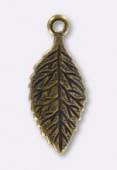 17x7mm Antiqued Brass Plated Leaf Jewelry Finding Stamping x1