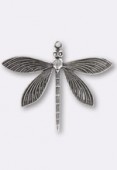 64x51mm Antiqued Silver Plated Dragonfly Stamping x1