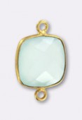 .925 Sterling Silver / Gold Plated - Chalcedony Bezel Gemstone Connector 13mm x1