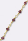 Grenat Wirewrapped Gemstone Rosary Chain, Faceted Rondelles w/ 24k Vermeil Sterling Silver Gold Plated x10cm