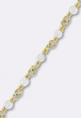Moonstone Wirewrapped Gemstone Rosary Chain, Faceted Rondelles w/ 24k Vermeil Sterling Silver Gold Plated x10cm