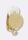 8mm Gold Plated Clip On earring Findings Pad For Gluing x2