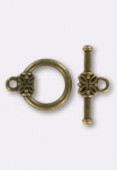 20x13mm Antiqued Brass Plated Flower Toogle Clasp x1