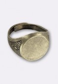15mm Antiqued Brass Plated Signet Ring x1