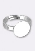 12mm Silver Plated Adjustable Glue On Ring x1