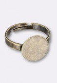 12mm Antiqued Brass Plated Adjustable Glue On Ring x1
