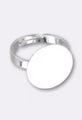 16mm Silver Plated Adjustable Glue On Ring x1