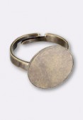 16mm Antiqued Brass Plated Adjustable Glue On Ring x1