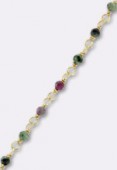 Rubis Zoiste Wirewrapped Gemstone Rosary Chain W / Sequin Faceted Rondelles w/ 24k Vermeil Sterling Silver Gold Plated x10cm 