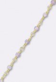Amethyst Wirewrapped Gemstone Rosary Chain W / Sequin Faceted Rondelles w/ 24k Vermeil Sterling Silver Gold Plated x10cm 