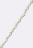 Calcedonia Wirewrapped Gemstone Rosary Chain W / Sequin Faceted Rondelles w/ 24k Vermeil Sterling Silver Gold Plated x10cm 
