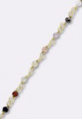 Mix Gemstones Wirewrapped Gemstone Rosary Chain W / Sequin Faceted Rondelles w/ 24k Vermeil Sterling Silver Gold Plated x10cm 