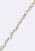 Pink Opal Wirewrapped Gemstone Rosary Chain W / Sequin Faceted Rondelles w/ 24k Vermeil Sterling Silver Gold Plated x10cm 
