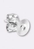 14mm Silver Plated Clip On Earrings Findings W/ Pad For Gluing x2