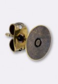 8mm Antiqued Brass Plated Earposts 6mm Flat Glue On Pad x2