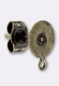 8mm Antiqued Brass Plated Earposts 6mm Flat Glue On Pad x2