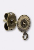 6mm Antiqued Brass Plated Earposts 6mm Flat Glue On Pad x2