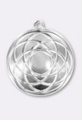 25mm Silver Plated Rosace Pendant x1