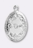 25x18mmSilver Plated Romantic Flowers Pendant x1