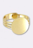 14mm Gold Plated Adjustable Ring  Findings Glue On Pad x1