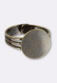 14mm Antiqued Brass Adjustable Ring  Findings Glue On Pad x1