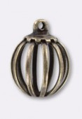 11 mm Antiqued Brass Plated Cage Bead W /1 Ring x1