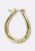 25x20 mm Gold Plated Oval Guilloche  Earrings Hoops x1
