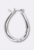 25x20 mm Silver Plated Oval Guilloche  Earrings Hoops x1