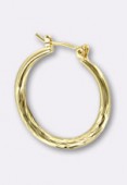 23 mm Gold Plated Guilloche  Earrings Hoops x1