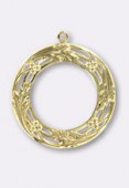 45 mm Gold Plated Art nouveau Stamping Pendantr x1