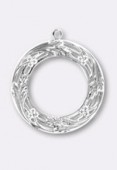 45 mm Silver Plated Art nouveau Stamping Pendantr x1