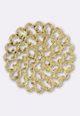35mm Gold Plated Round Filigree Stamping  x1