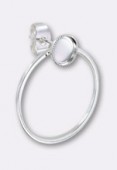 22 mm Silver Plated Hoop Earrings w/ Setting for Cabochont x 2