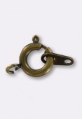 7mm Antiqued Brass Plated Spring Ring Clasp W / Tag x1