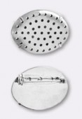 30x23mm Silver Plated Oval Pin Back ( Base Plated W / Holes included ) x1