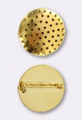 29mm Gold Plated Round Pin Back ( Base Plated W / Holes included ) x1