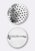 29mm Silver Plated Round Pin Back ( Base Plated W / Holes included ) x1