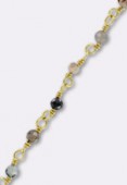 Tourmaline Wirewrapped Gemstone Rosary Chain, Faceted Rondelles w / .925 Sterling Silver x10cm