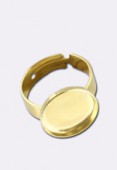 14 mm Gold Plated Adjustable ''Art Nouveau'' Round Glue On Ring Findings x1