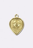 Gold Plated Heart W/ Rose 13 x 10 mm x1