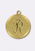 Estampe médaille alphabet R 18 mm or x1