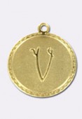 Estampe médaille alphabet V 18 mm or x1