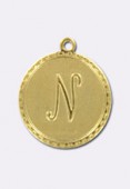 Estampe médaille alphabet N 18 mm or x1