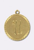 Estampe médaille alphabet U 18 mm or x1